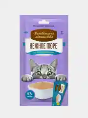 Лакомство для кошек Деревенские Лакомства "Нежное пюре", из тунца, 4 стика по 10 г