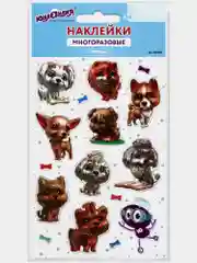 Наклейки гелевые "Собачки", многоразовые, с тиснением фольгой, 10*15 см, ЮНЛАНДИЯ, 661818