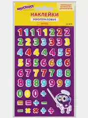 Наклейки зефирные "Цифры", многоразовые, 10*15 см, ЮНЛАНДИЯ, 661796