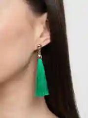 Лесной зеленый серьги из шелковых нитей