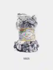 Тёмно-серый пряжа Alize Puffy Color, петельки большие, 100 г, 9 м