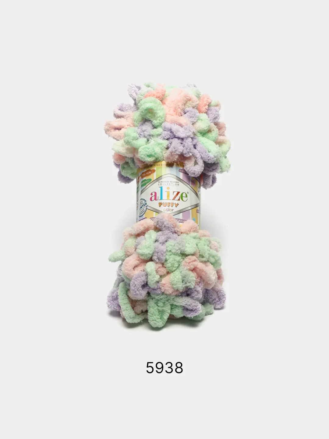 Прозрачный пряжа Alize Puffy Color, петельки большие, 100 г, 9 м