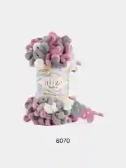 Вишнёвый пряжа Alize Puffy Color, петельки большие, 100 г, 9 м
