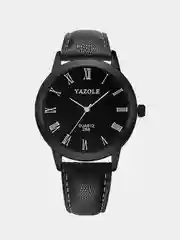 Черный часы унисекс Yazole 268, в подарочной коробке-шкатулке