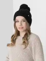Черный шапка женская с помпоном Тиана