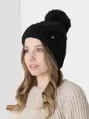 Черный шапка женская с помпоном Тиана