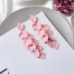 Розовый серьги висячие/серьги лепестки/вечерние серьги