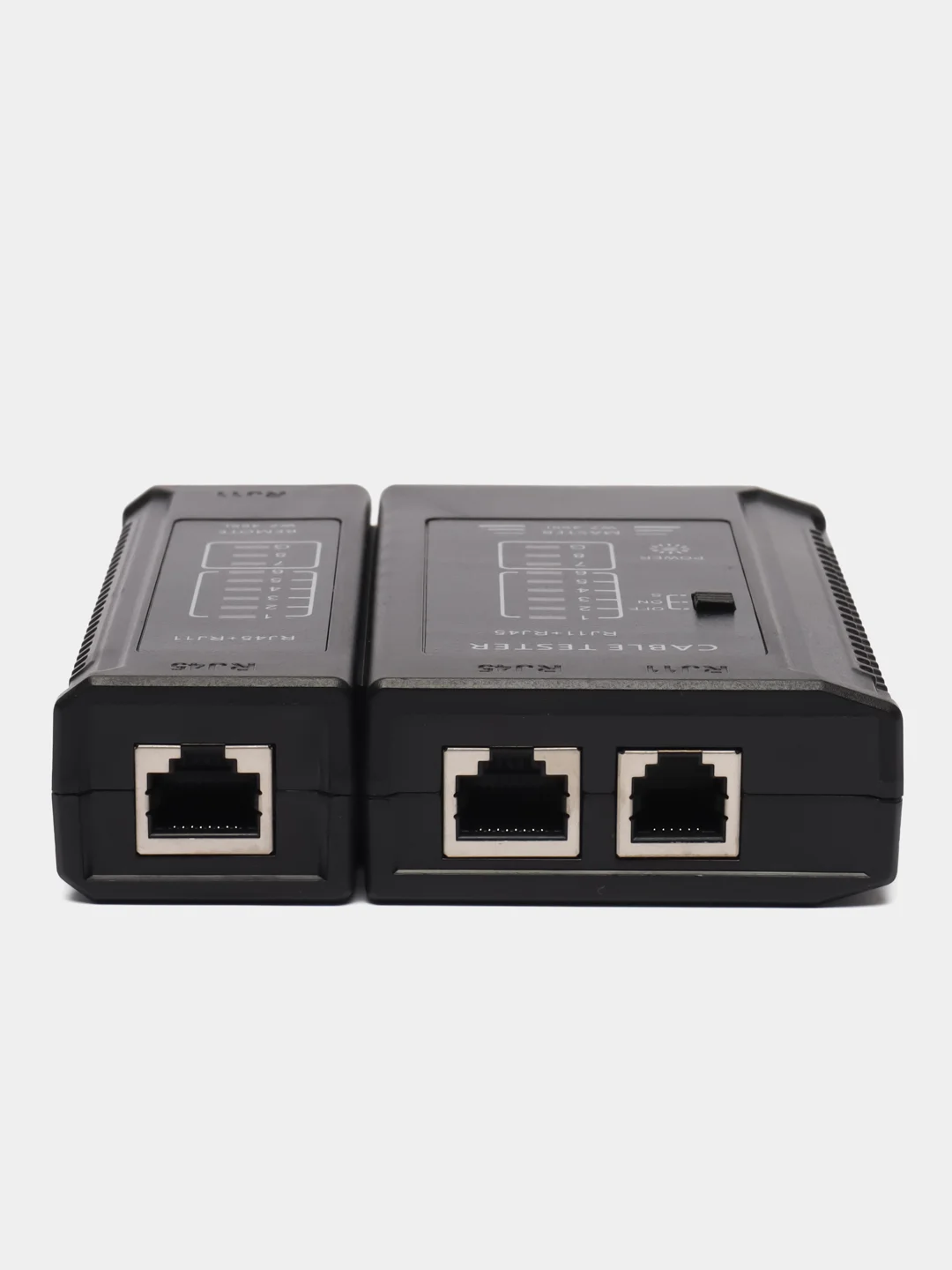 Черный тестер сетевого LAN интернет кабеля RJ45 и телефонного кабеля RJ11