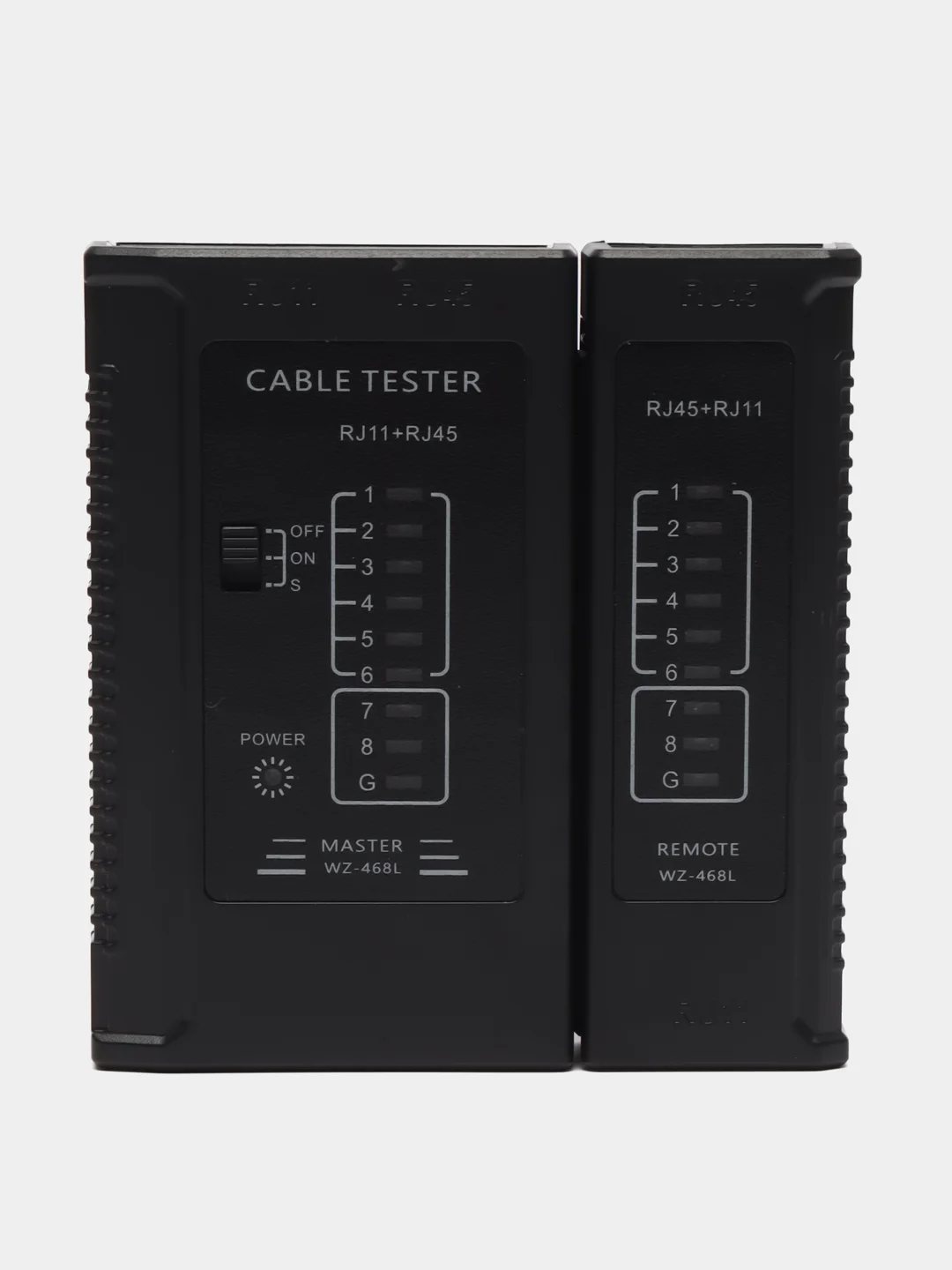 Черный тестер сетевого LAN интернет кабеля RJ45 и телефонного кабеля RJ11