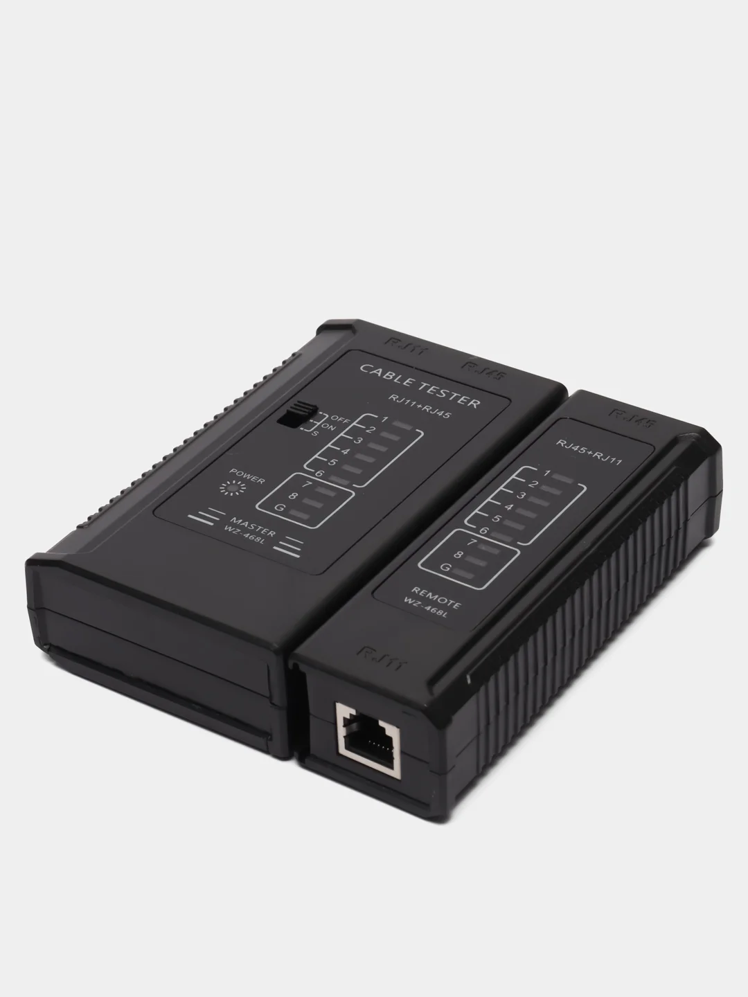 Черный тестер сетевого LAN интернет кабеля RJ45 и телефонного кабеля RJ11