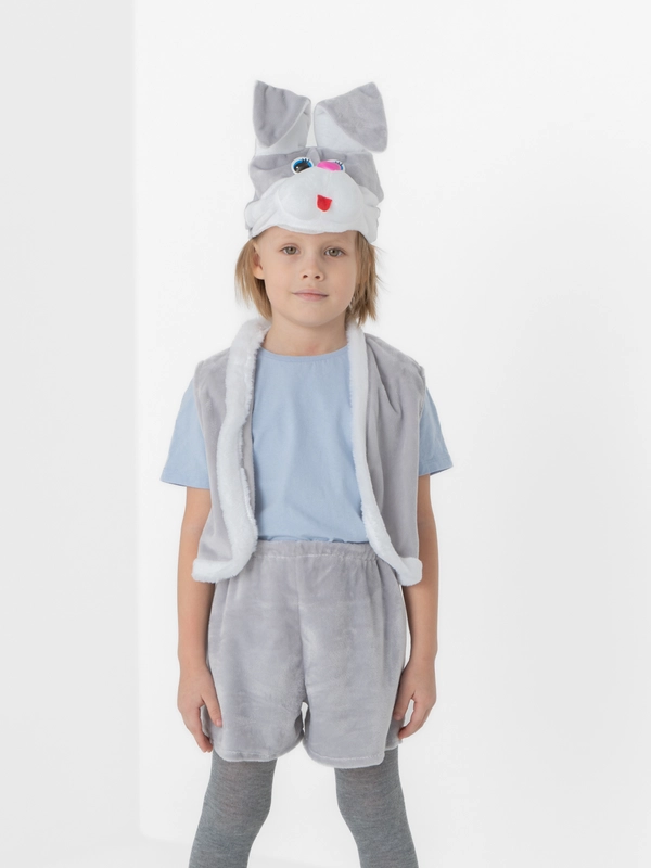 Карнавальный костюм "Зайчик" серый, 3-5 лет, рост 104-116 см
