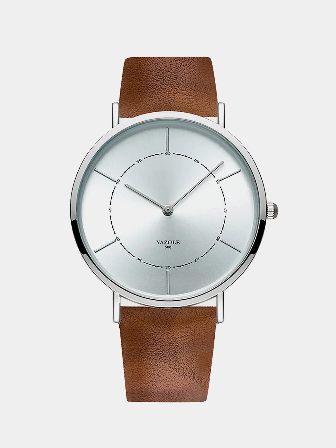 Серебряный мужские часы Yazole 508 в подарочной коробке-шкатулке