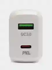 Белый сетевое зарядное устройство Hoco N5 + Type-C to Lightning Быстрая зарядка QC3.0 PD 20W