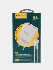 Белый сетевое зарядное устройство Hoco N5 + Type-C to Lightning Быстрая зарядка QC3.0 PD 20W