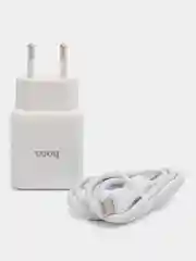 Белый сетевое зарядное устройство Hoco N5 + Type-C to Type-C Быстрая зарядка QC3.0 PD 20W