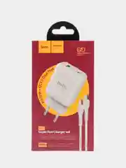 Белый сетевое зарядное устройство Hoco N5 + Type-C to Type-C Быстрая зарядка QC3.0 PD 20W