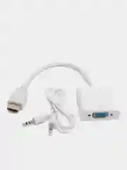 Белый адаптер Конвертер HDMI to VGA + AUX кабель