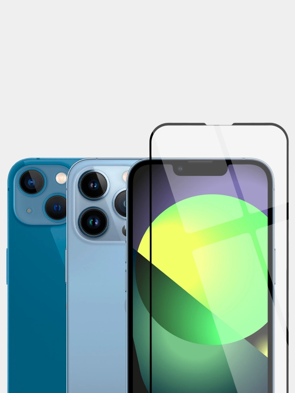 Защитное стекло BROSCORP для iPhone 13, 13 Pro, 14 с олеофобным покрытием закаленное