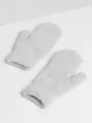 Серый меланж теплые зимние шерстяные варежки