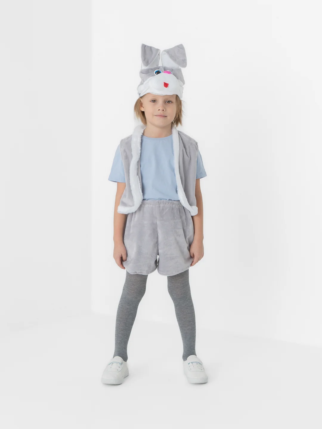 Карнавальный костюм "Зайчик" серый, 3-5 лет, рост 104-116 см
