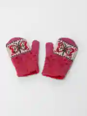 Тёмно-розовый варежки детские шерстяные для мальчиков и девочек