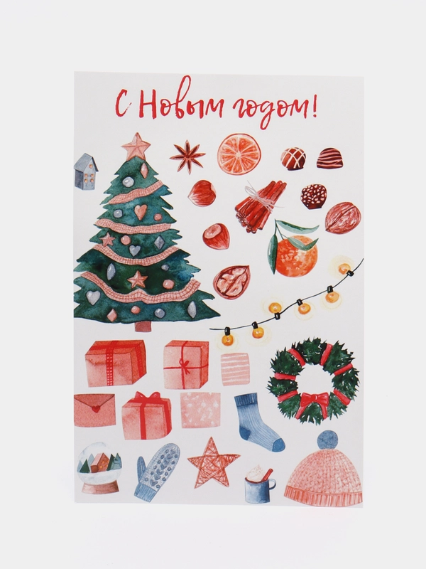 Открытка в крафтовом конверте на новый год