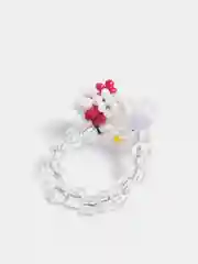 Белый кольцо из бисера - Хелло Китти / Hello Kitty