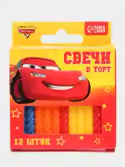 Желтый набор свечей в торт 12 шт "С Днем Рождения" высота 8см Гравити Фолз, Тачки, Человек паук