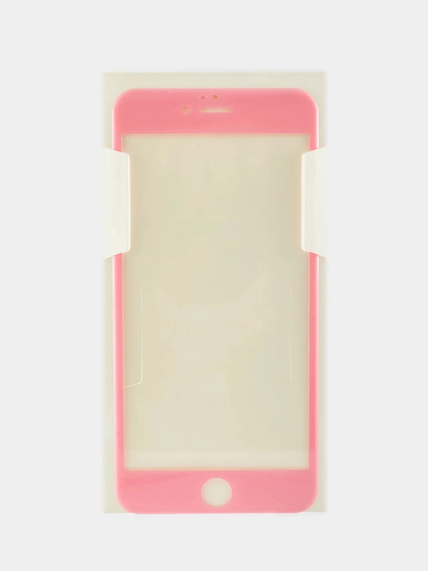 Защитное стекло для iPhone 6 Plus, в упаковке, 4D, закругленное, розовое