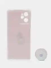 Розовый чехол для Realme C35 Реалми  С35 пластиковый с рисунком и попсокетом