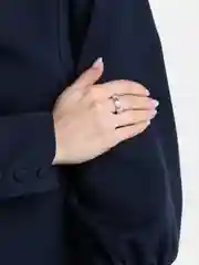 Серебряный кольцо "Good Luck", с цепочкой и смайликом, без размера
