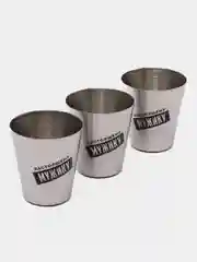 Угольный подарочный мужской набор: стопки 3шт, карты, домино