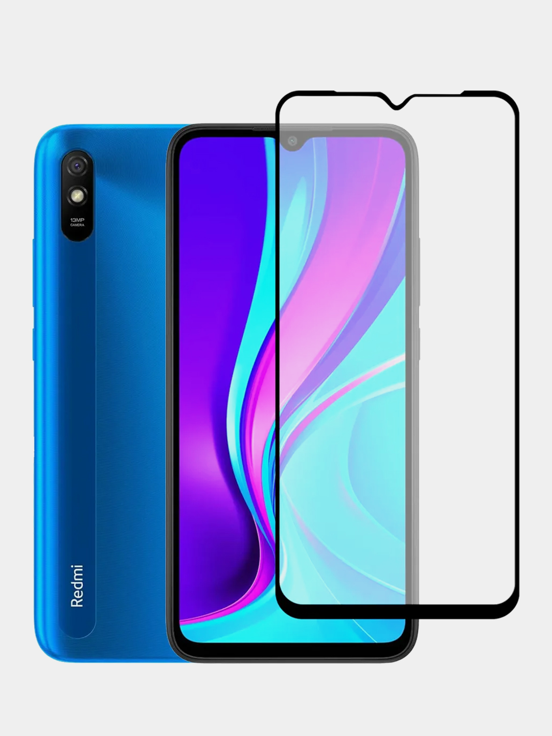 Защитное стекло для Xiaomi Redmi 9A, Redmi 9C, Redmi 10A с черной рамкой  купить по цене 55.91 ₽ в интернет-магазине Магнит Маркет