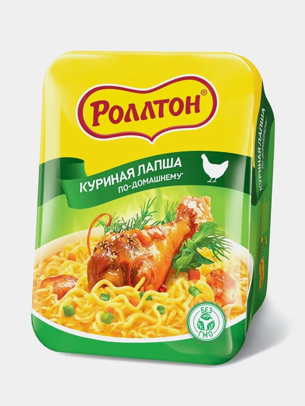 Лапша "Роллтон" б/п 90г Куриная По-домашн.(лоток) 2шт