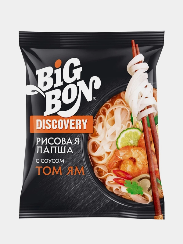 Лапша б/п "Биг-Бон" рисовая по-тайски с соусом Том Ям 65 г