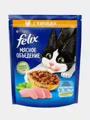 Сухой корм для кошек Felix "Мясное объедение", с курицей, 200 г