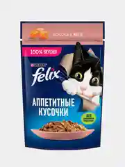Влажный корм для кошек Felix "Аппетитные кусочки", с лососем в желе, 26 штук по 75 г