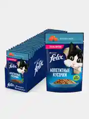 Влажный корм Felix "Аппетитные кусочки" для кошек, с форелью в желе, 26 штук по 75 г