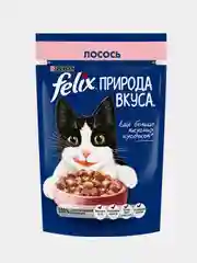 Влажный корм для кошек Felix "Природа вкуса", с лососем в соусе, 26 штук по 75 г