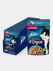 Влажный корм Felix Sensations для кошек, с треской в соусе с томатами, 26 х 75 г