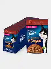 Влажный корм Felix Sensations для кошек, с говядиной в соусе с томатами, 26 штук по 75 г