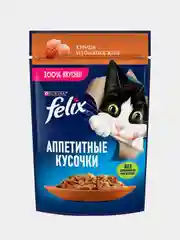 Влажный корм Felix "Аппетитные кусочки" для кошек, курица и томаты в желе, 26 штук по 75г