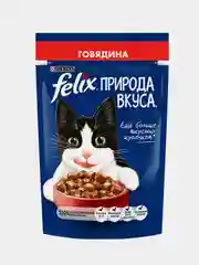 Влажный корм Felix "Природа вкуса", для кошек, с говядиной в соусе, 26 штук по 75 г