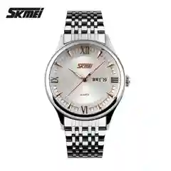 Серебряный мужские наручные часы Skmei 9091 в подарочной упаковке