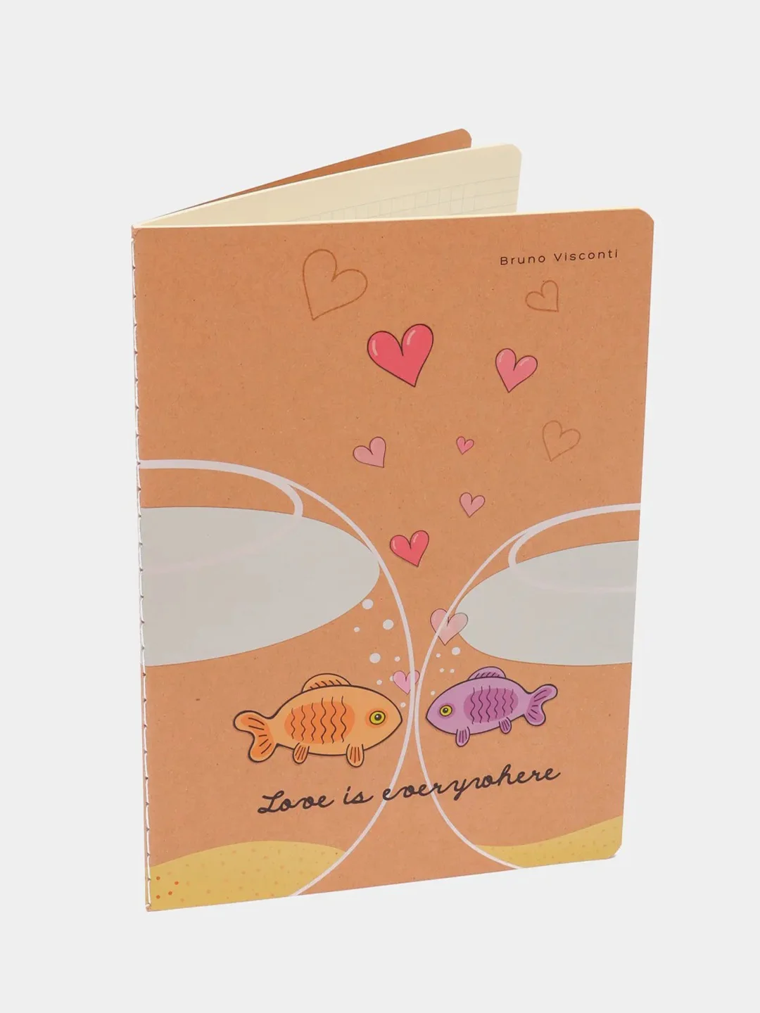 Тетрадь Fish Love, клетка, А5, 40 л, Bruno Visconti