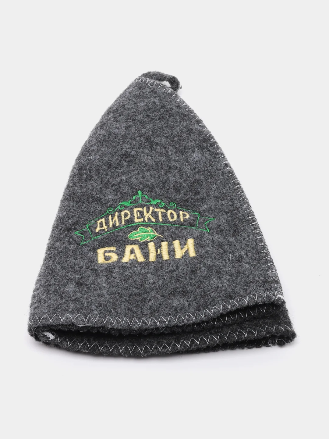 Черный шапка банная, классическая, с вышивкой