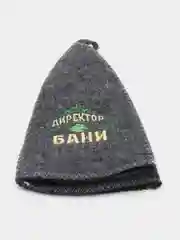 Черный шапка банная, классическая, с вышивкой