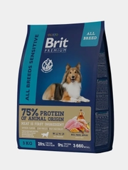 Корм сухой Brit Premium для собак с чувствительным пищеварением, ягненок и индейка, 3кг