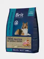 Корм сухой Brit Premium для собак с чувствительным пищеварением, ягненок и индейка, 3кг