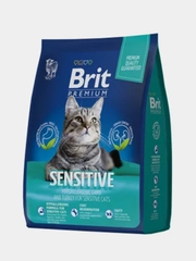 Корм сухой Brit Premium для кошек при чувствительном пищеварении, ягненок и индейка, 8кг